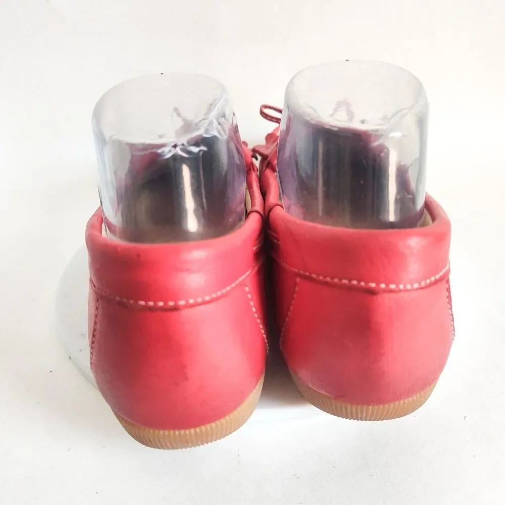 Deer Stag Red Leather Lining Upper Loafers Moccasins‎ Flats 9.5 Rubber Soles Vtg